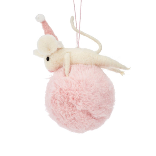 Pom Pom Mouse Hanging Felt Decoration