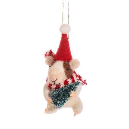 Guinea Pig With Tree Felt Decoration