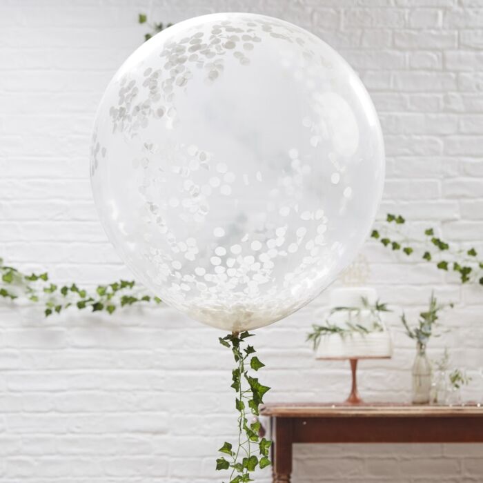 GIANT WHITE CONFETTI BALLOONS