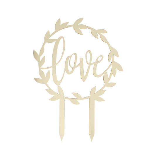 Gold Acrylic Love Wedding Cake Topper