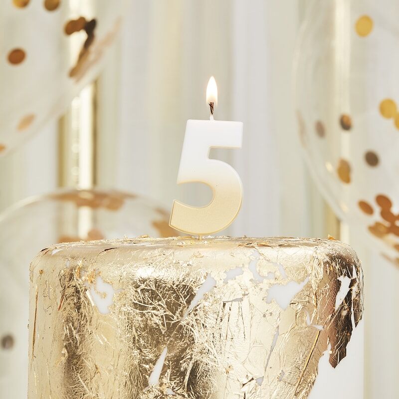 BOUGIE D'ANNIVERSAIRE 5 CHIFFRES OMBRE OR 