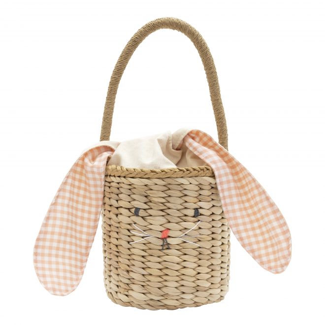 Gingham bunny straw bag