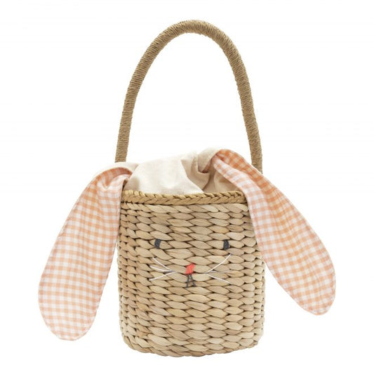 Gingham bunny straw bag