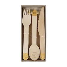 Gold Wooden Cutlery Set