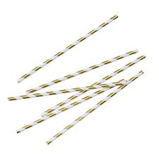 Gold white striped Foil Paper Straws