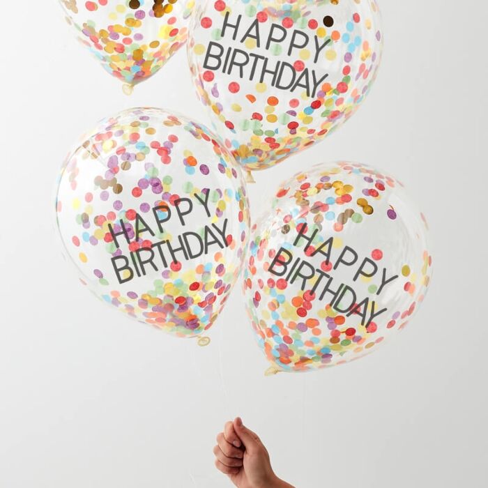 HAPPY BIRTHDAY RAINBOW CONFETTI BALLOONS