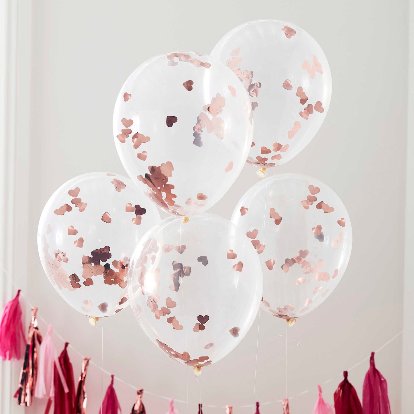 Rose Gold Heart Shaped Confetti Balloons