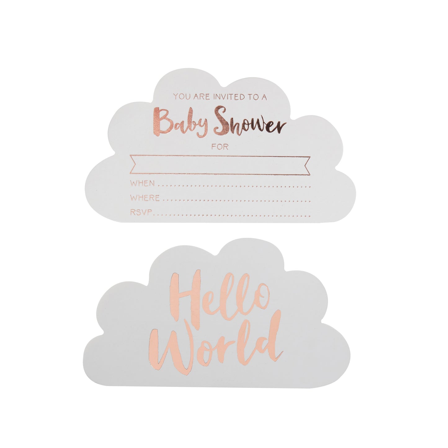 Rose Gold Baby Shower Invitations - Hello World