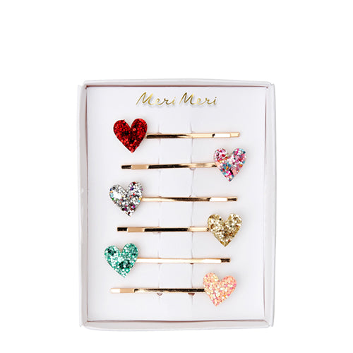 Heart glitter hair slides