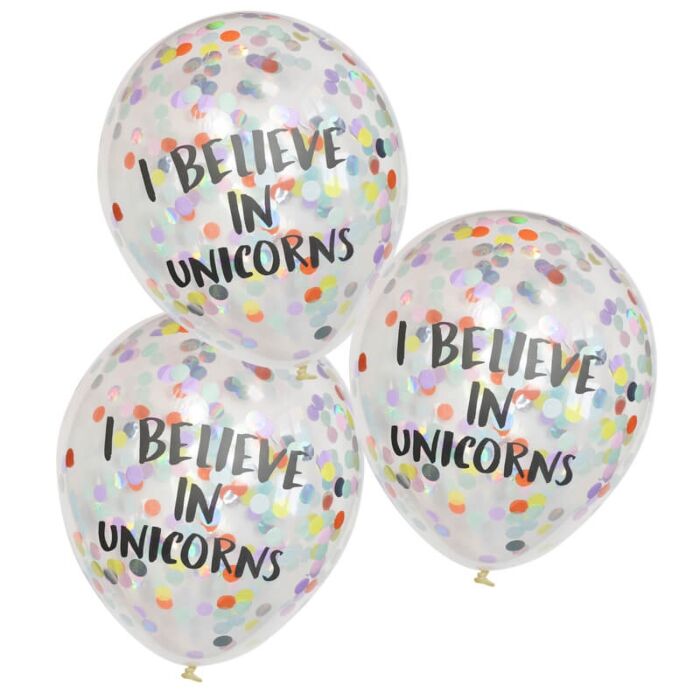 I BELIEVE IN UNICORNS CONFETTI BALLOONS - PASTEL PARTY