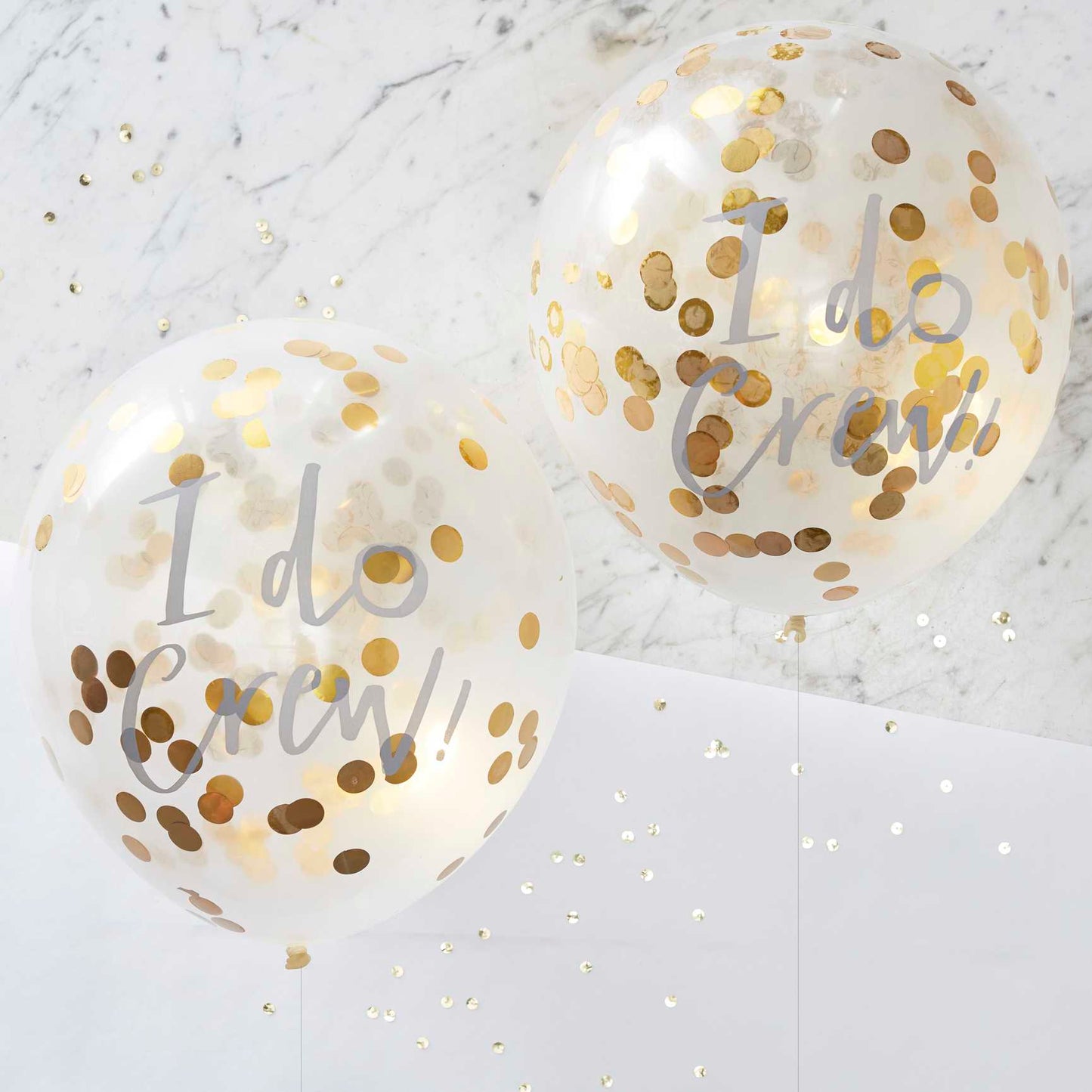 I Do printed Gold Confetti Balloons - I Do Crew