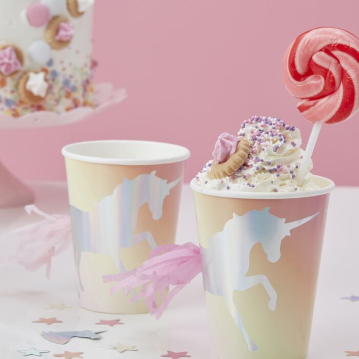 Iridescent tassel unicorn cups