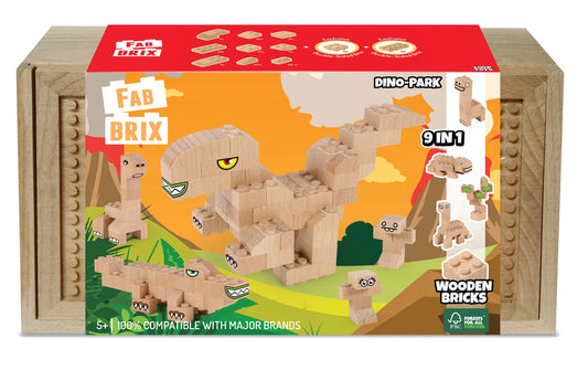 FabBrix - Dino Park (compatible wooden building block set)