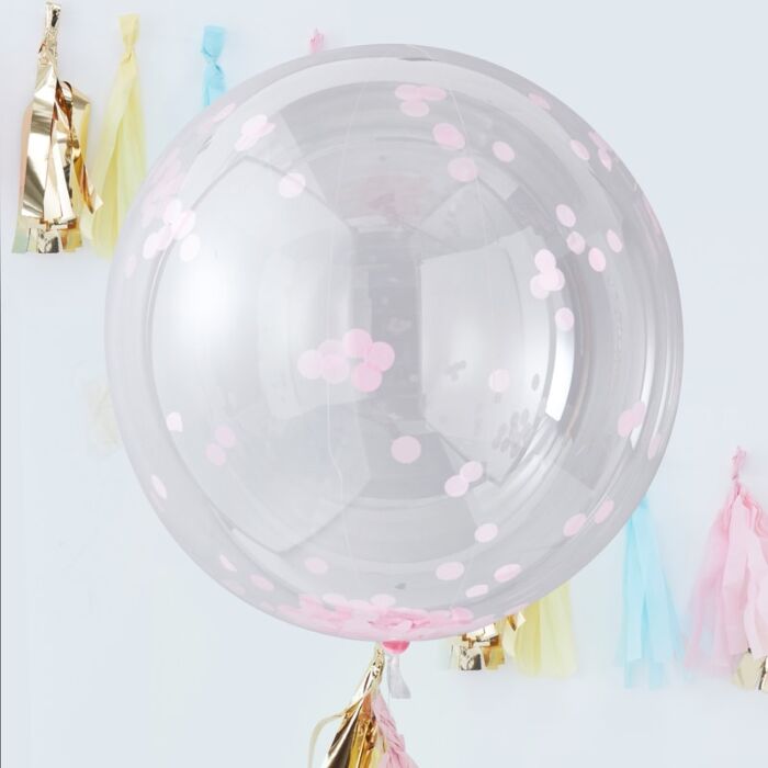 LARGE PINK CONFETTI ORB BALLOONS