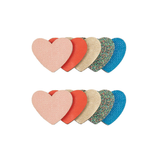 Retro rainbow layered heart clips