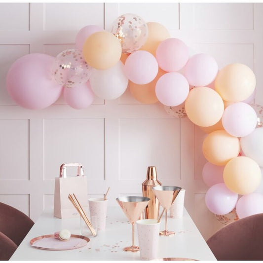 MATTE PEACH AND PINK HEN PARTY BALLOON ARCH GARLAND