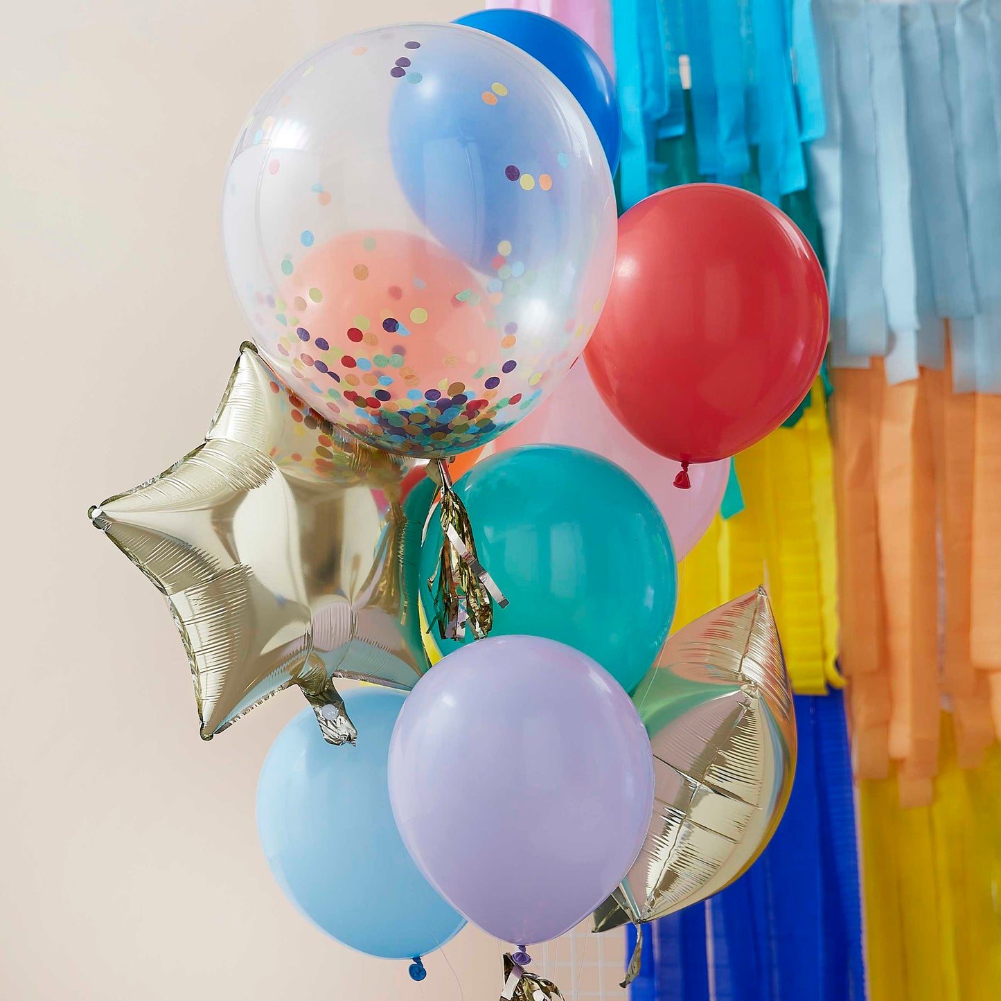 Rainbow Party Mixed Balloon Bundle - GingerRay- 11 balloons