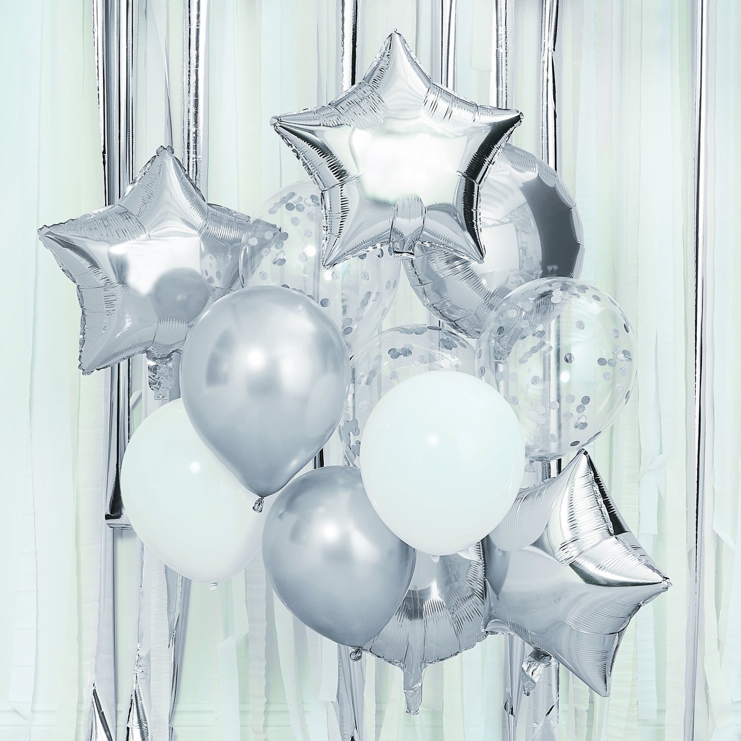 Metallic Silver Balloons Bundle