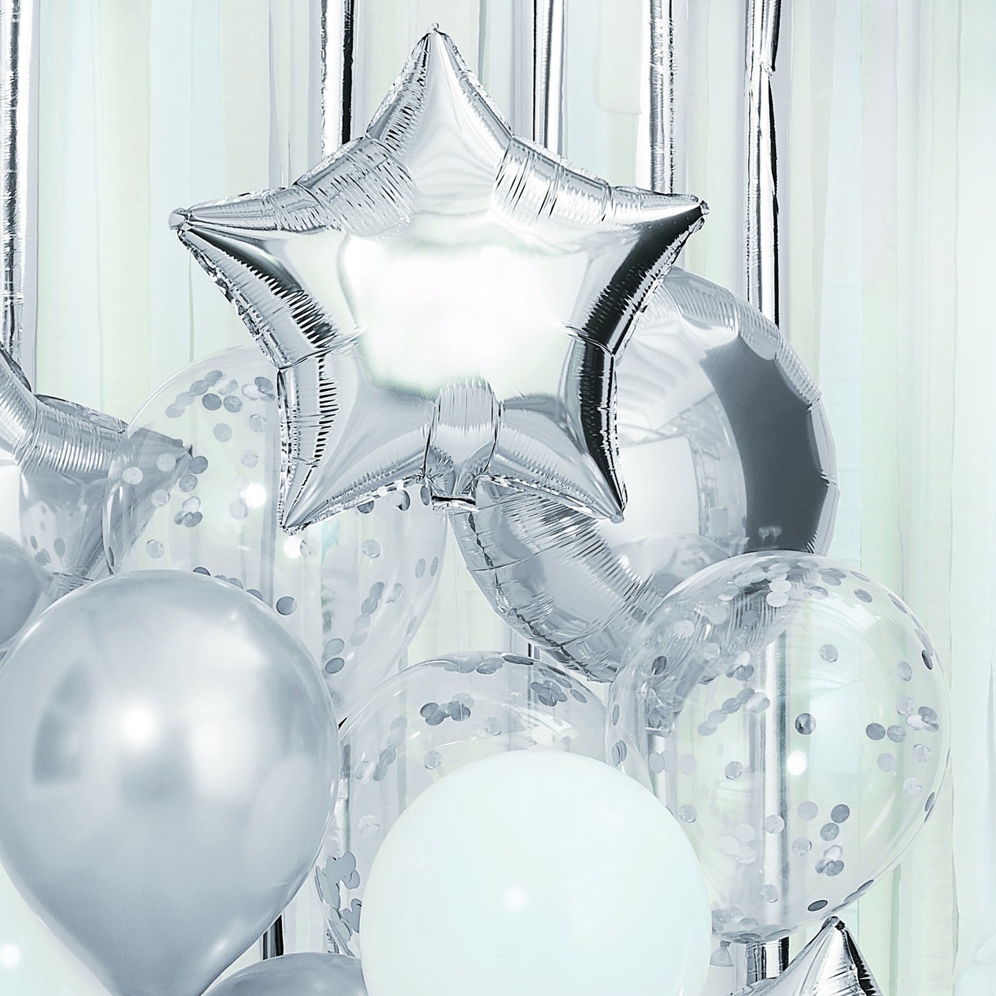 Metallic Silver Balloons Bundle