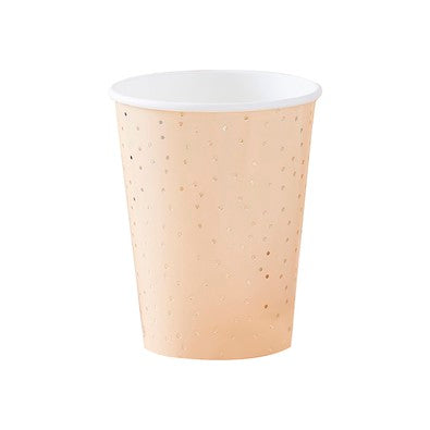 Peach and Gold Polka Dot Paper Cups