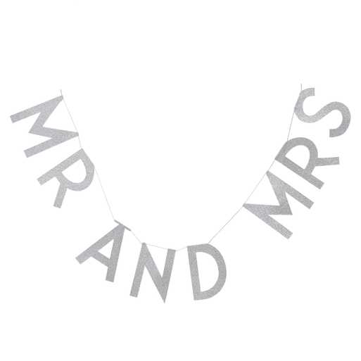 Silver Glitter Mr & Mrs Wedding Bunting - Metallic Perfection