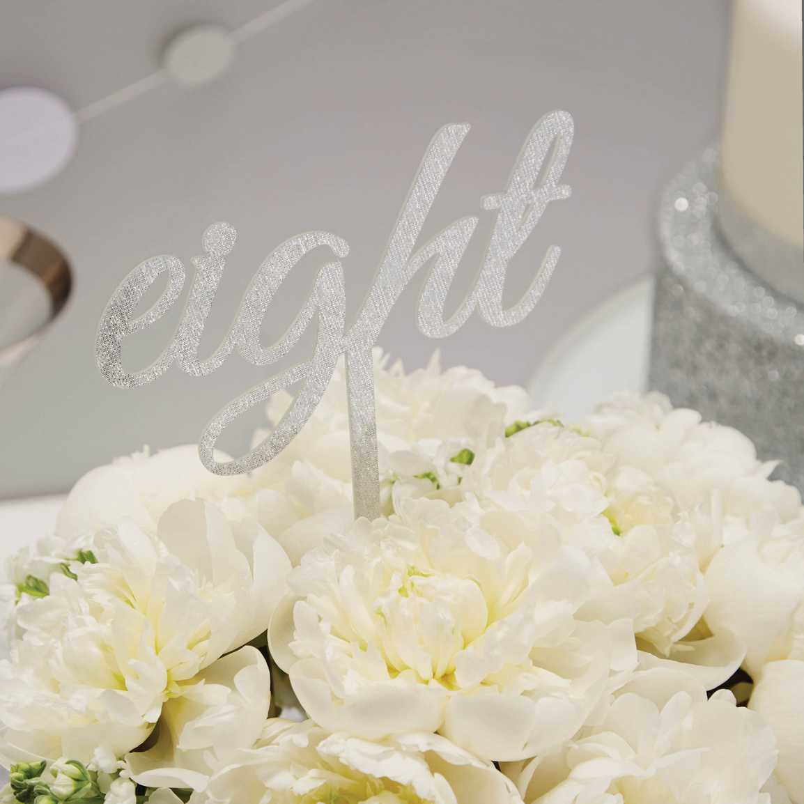 Silver Wedding Table Numbers - Metallic Perfection