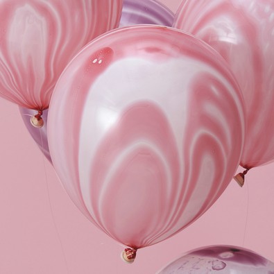 Pink and Purple Marble Balloons - Make A Wish - 10 balloons - Ginger ray