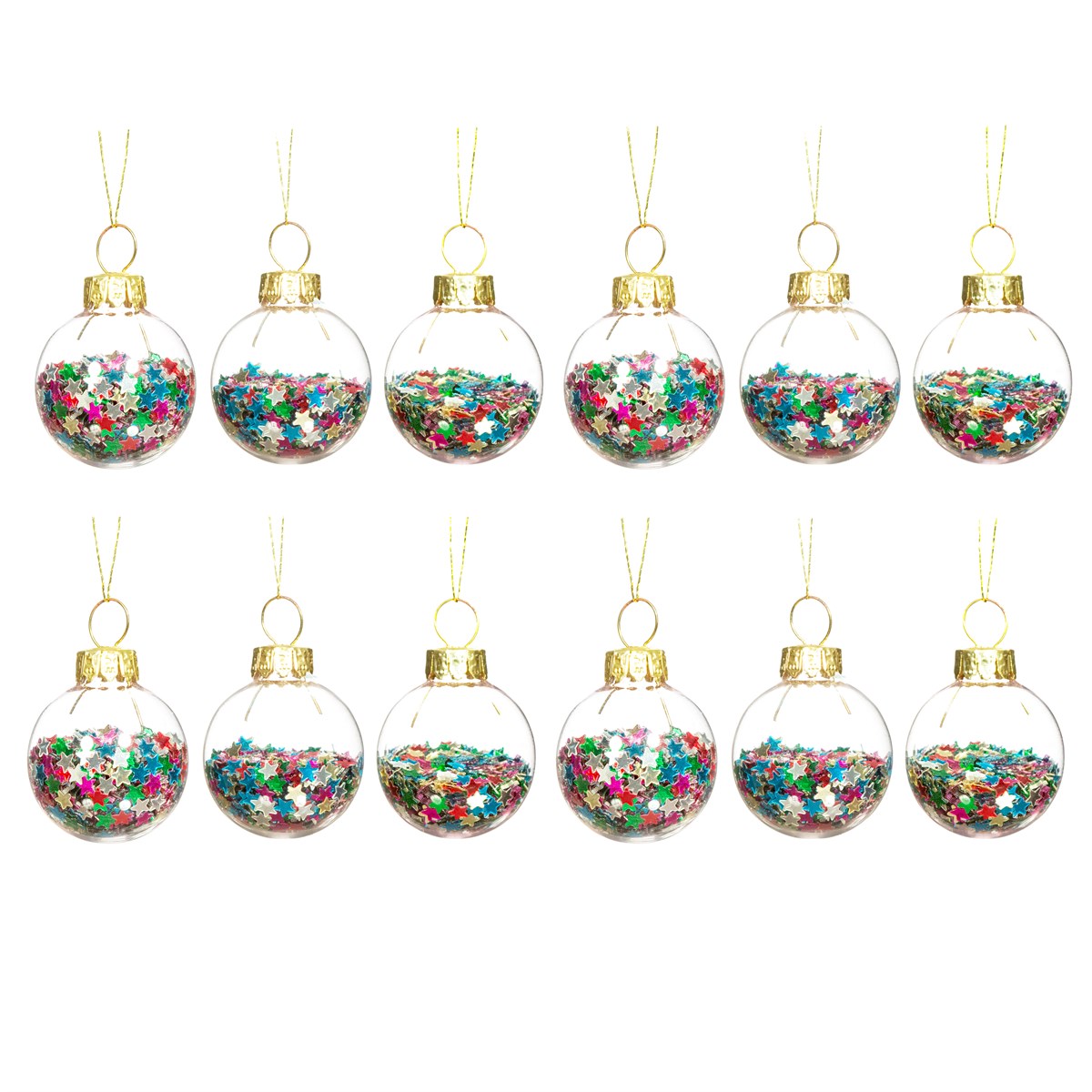 MINI DISCO STARS BAUBLES - SET OF 12