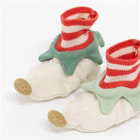 Red Elf Baby Booties