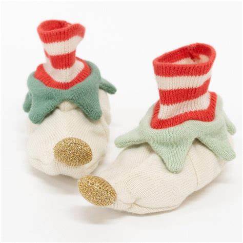 Red Elf Baby Booties