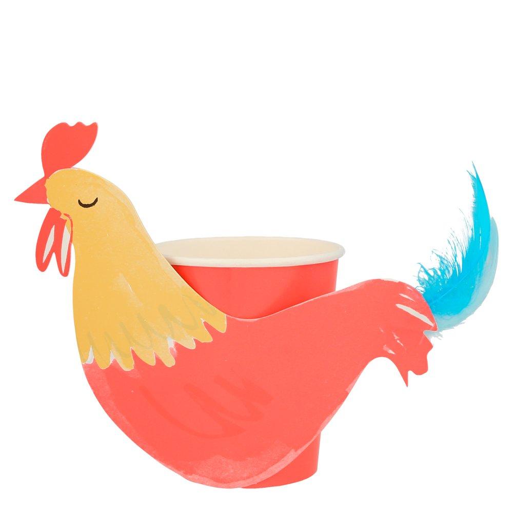 On the Farm Rooster Party Cups Meri Meri