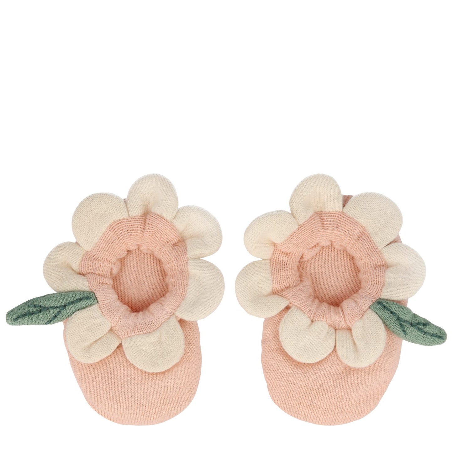 Peach daisy baby booties