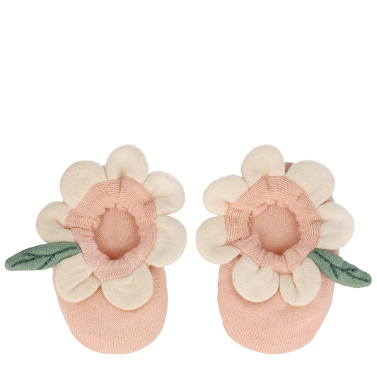 Chaussons bébé marguerite pêche