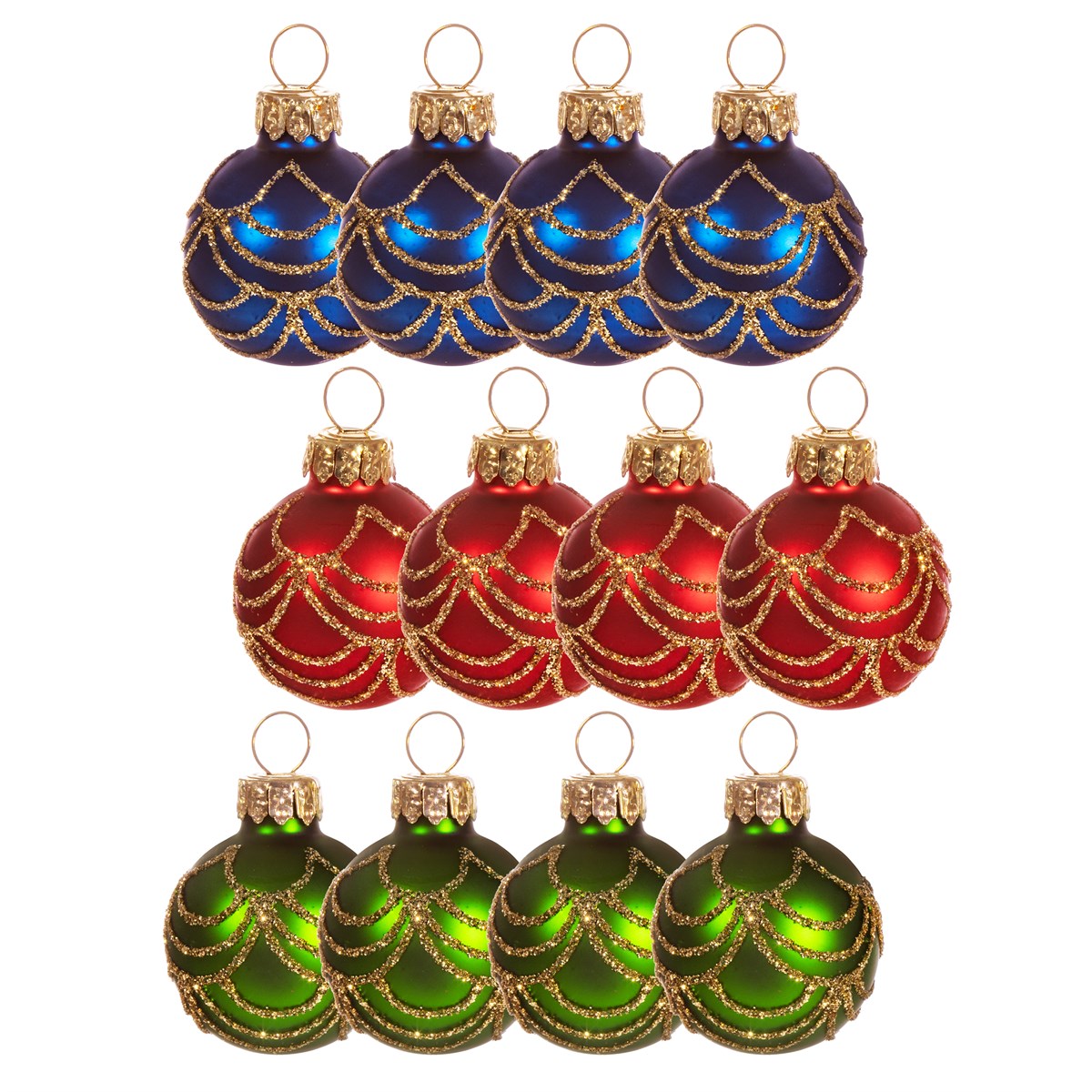 SCALLOP PATTERN BAUBLES - SET OF 12