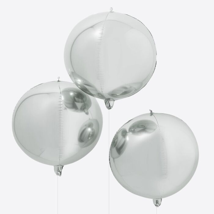 SILVER FOIL ORB BALLOONS