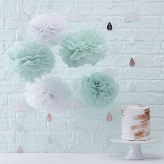 TISSUE POM POMS BABY SHOWER DECORATION