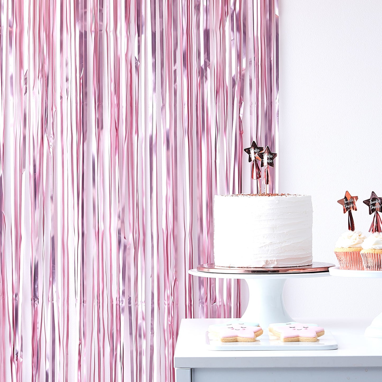 Matt Pink Fringe Curtain Backdrop