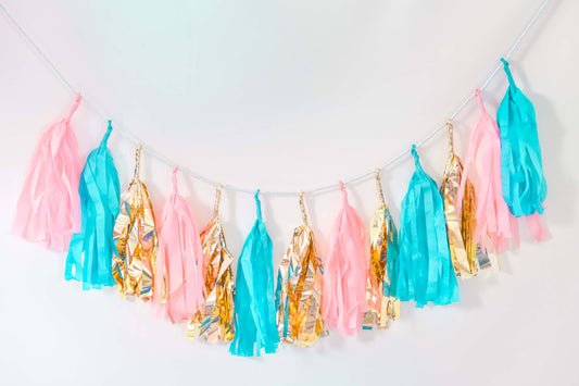 Mint - Pink - Gold Tassel Garland - thepartyville