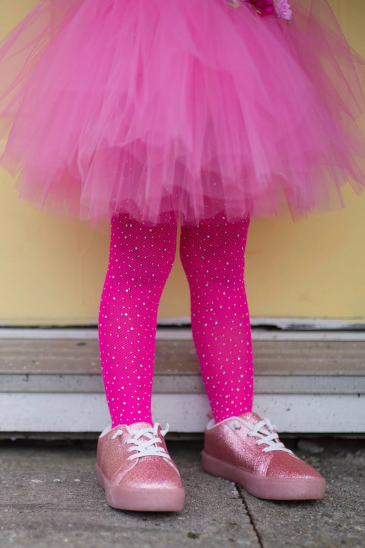 Rhinestone Tights, Hot Pink