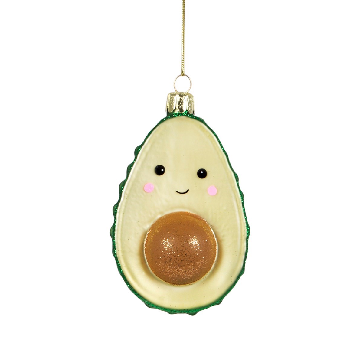 Happy Avocado Shimmer Shaped Bauble