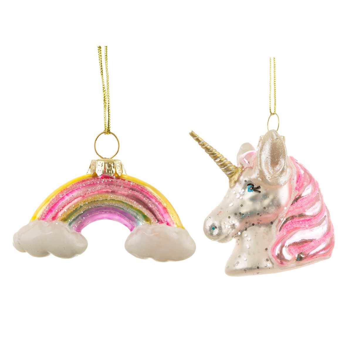 Rainbow Unicorn Shaped Baubles - Set Of 2 - SASS & BELLE