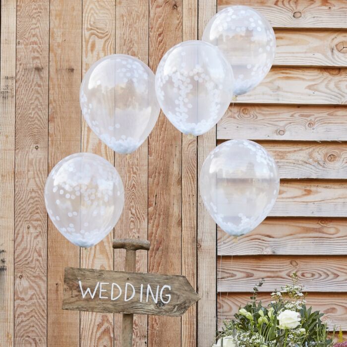 WHITE CONFETTI BALLOONS