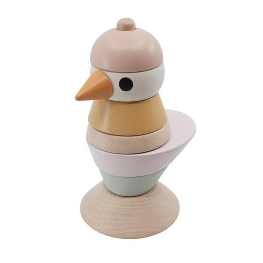 Wooden Stacking Bird - Cotton Candy Pink