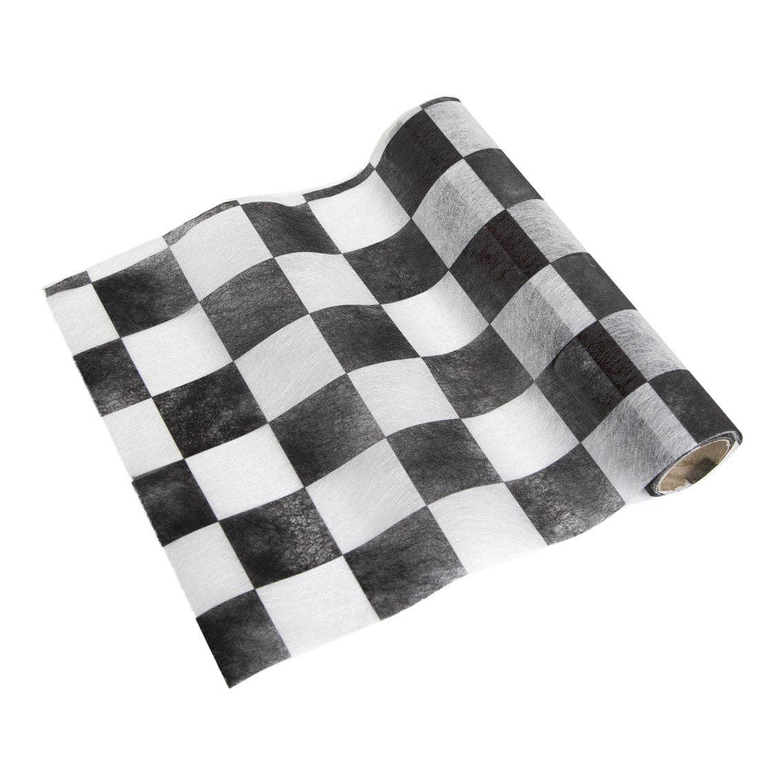 Black and White Checker Fabric Table Runner - 4m