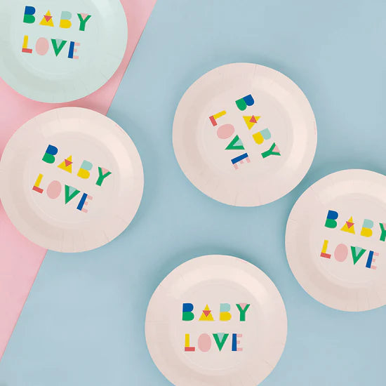 8 nude baby shower plates