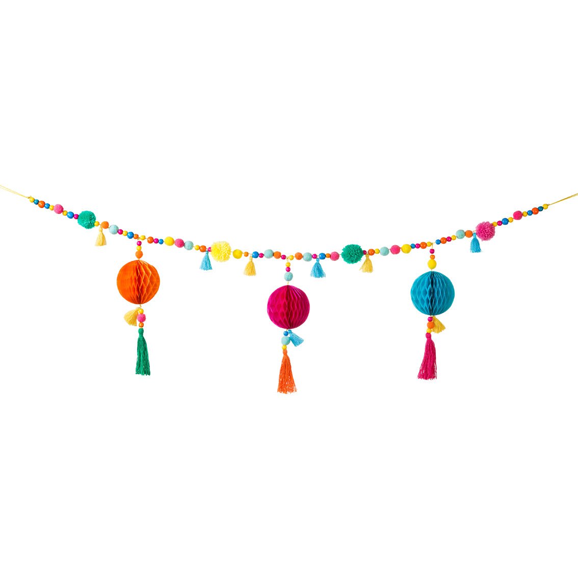 Colourful Pom Pom Garland with Tassel