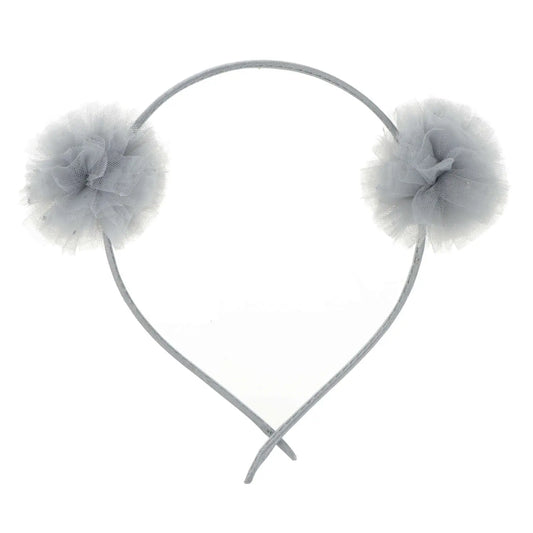 Children's tulle pompom headband - grey -  Inca hair