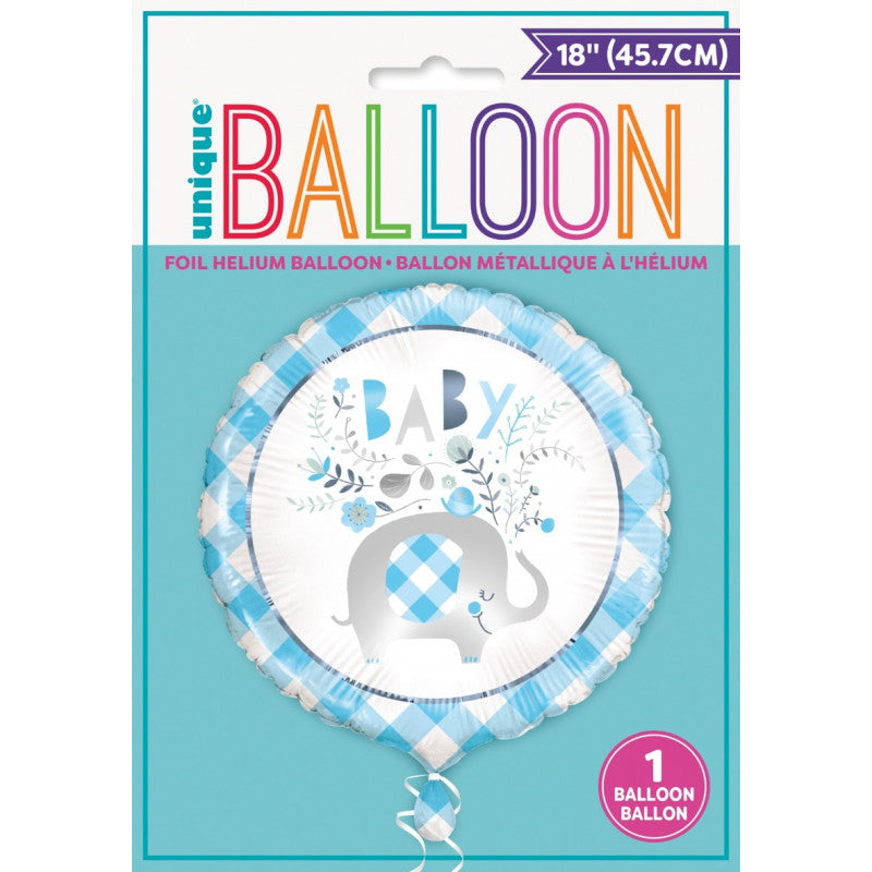 Foil balloon 45 cm Elephant floral blue