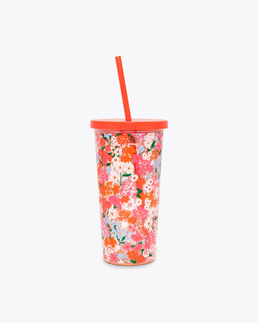 SIP SIP TUMBLER WITH STRAW - SECRET GARDEN