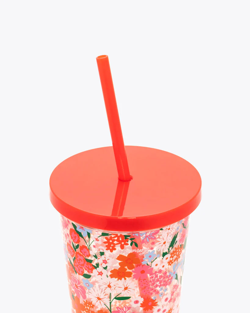 SIP SIP TUMBLER WITH STRAW - SECRET GARDEN